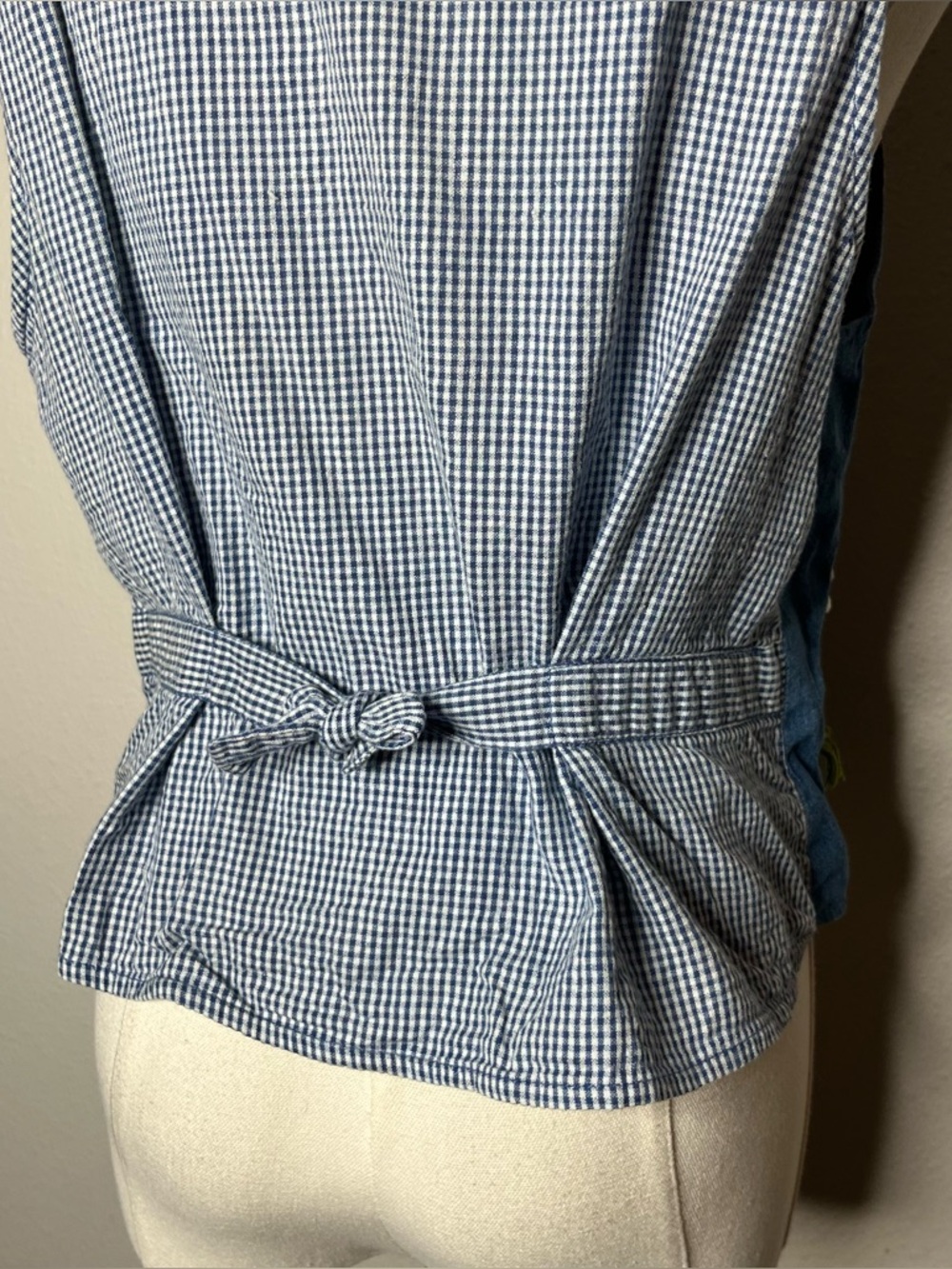 90s Vintage Garden Embroidered Denim Button Front Vest Artsy Boho Cottagecore - Picture 7 of 9